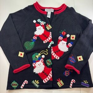 Tiara International Christmas Collection 2004 Santa  Sweater Cardigan Size Small